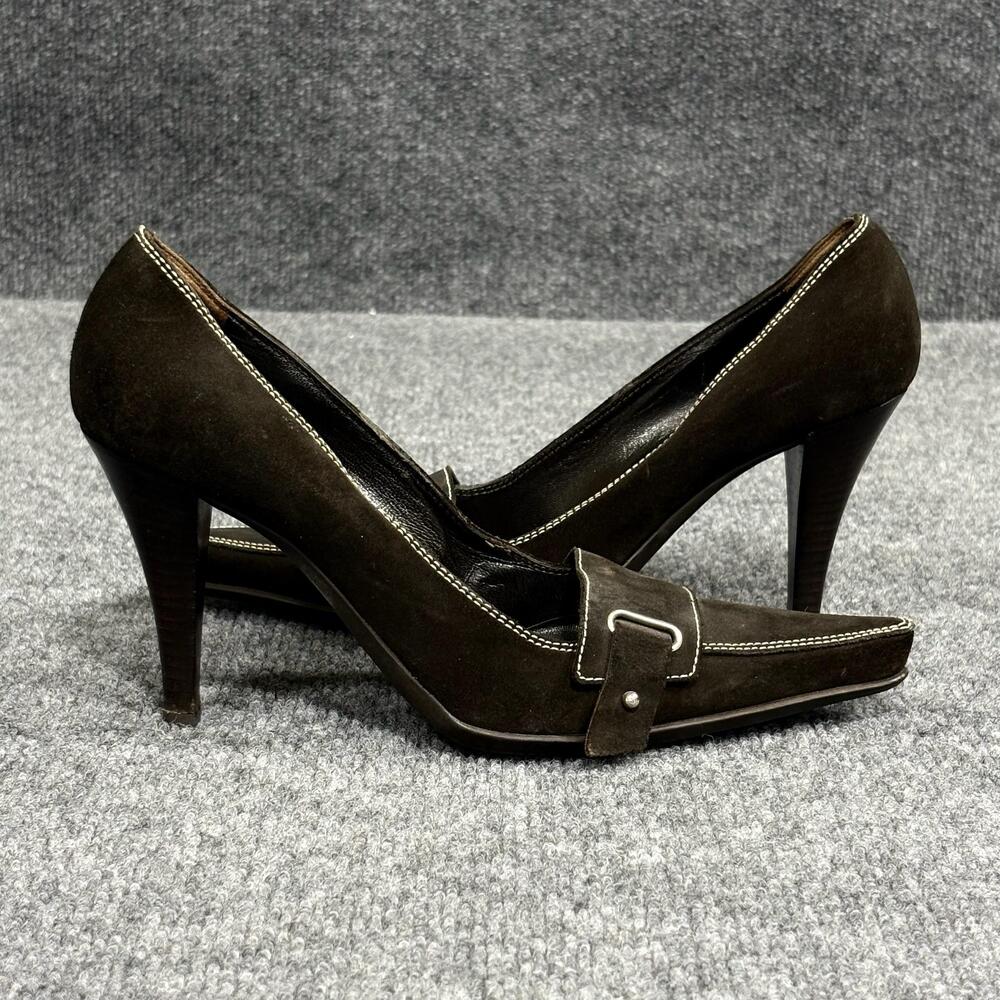 Vintage Sergio Rossi Shoes Womens 6 EU 36 Brown Suede Pointed Toe Loafer Pumps